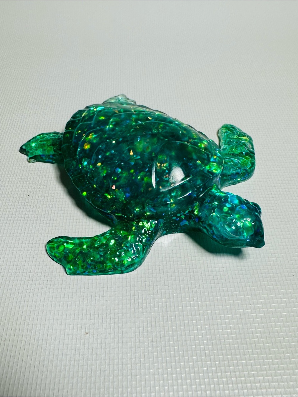 Hand Crafted Resin Green Sparkle Sea Turtle Figurine